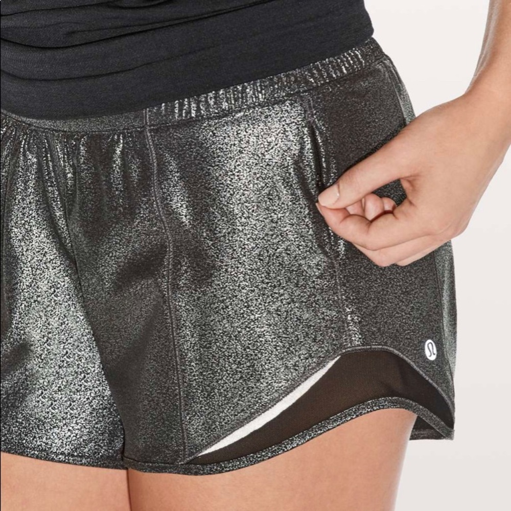 Lululemon Silver Foil Hotty Hot Shorts Tall (4in)